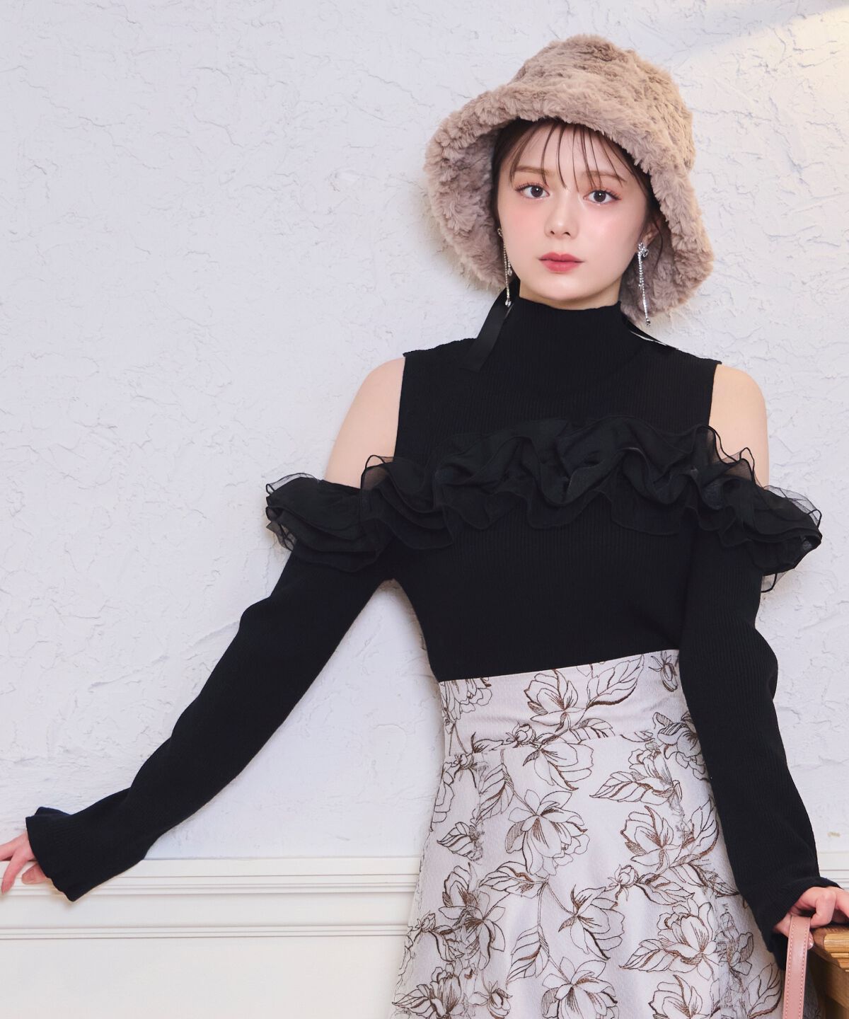 WILLSELECTION「オープンショルダーフリルトップス」|ニット・セーター|