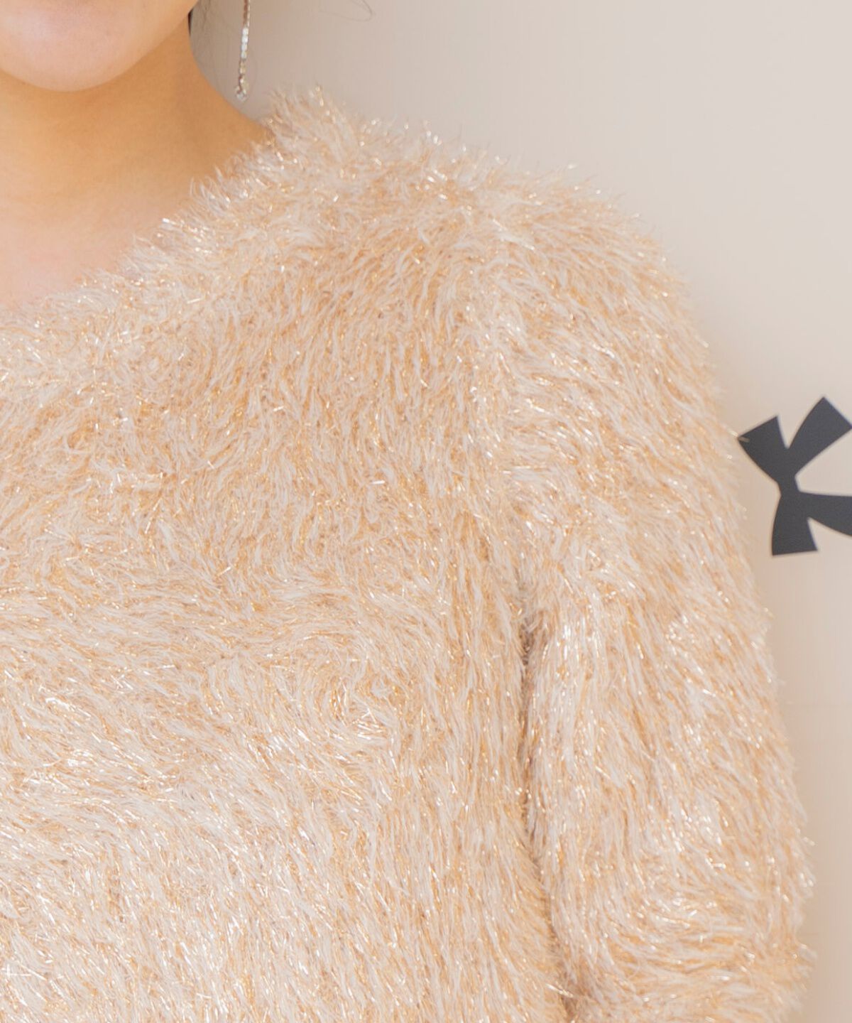 WILLSELECTION「シャギーラメ5分袖プルオーバー」|ニット・セーター|