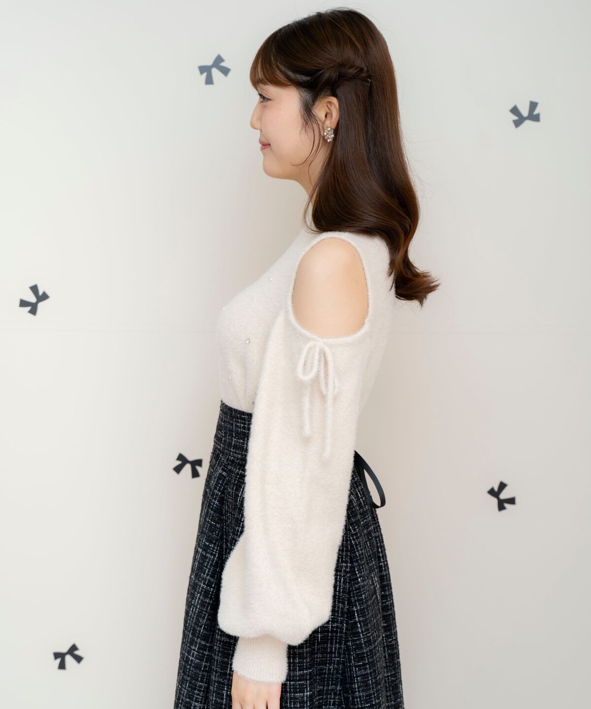 WILLSELECTION「オープンショルダーフェザーニット」|ニット・セーター|