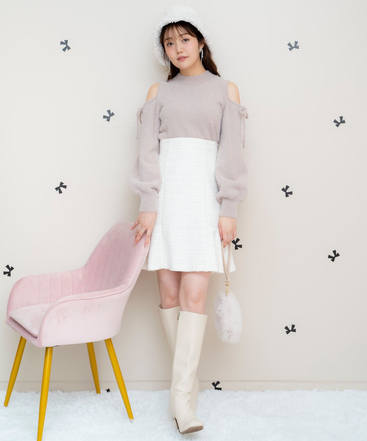 WILLSELECTION「オープンショルダーフェザーニット」|ニット・セーター|