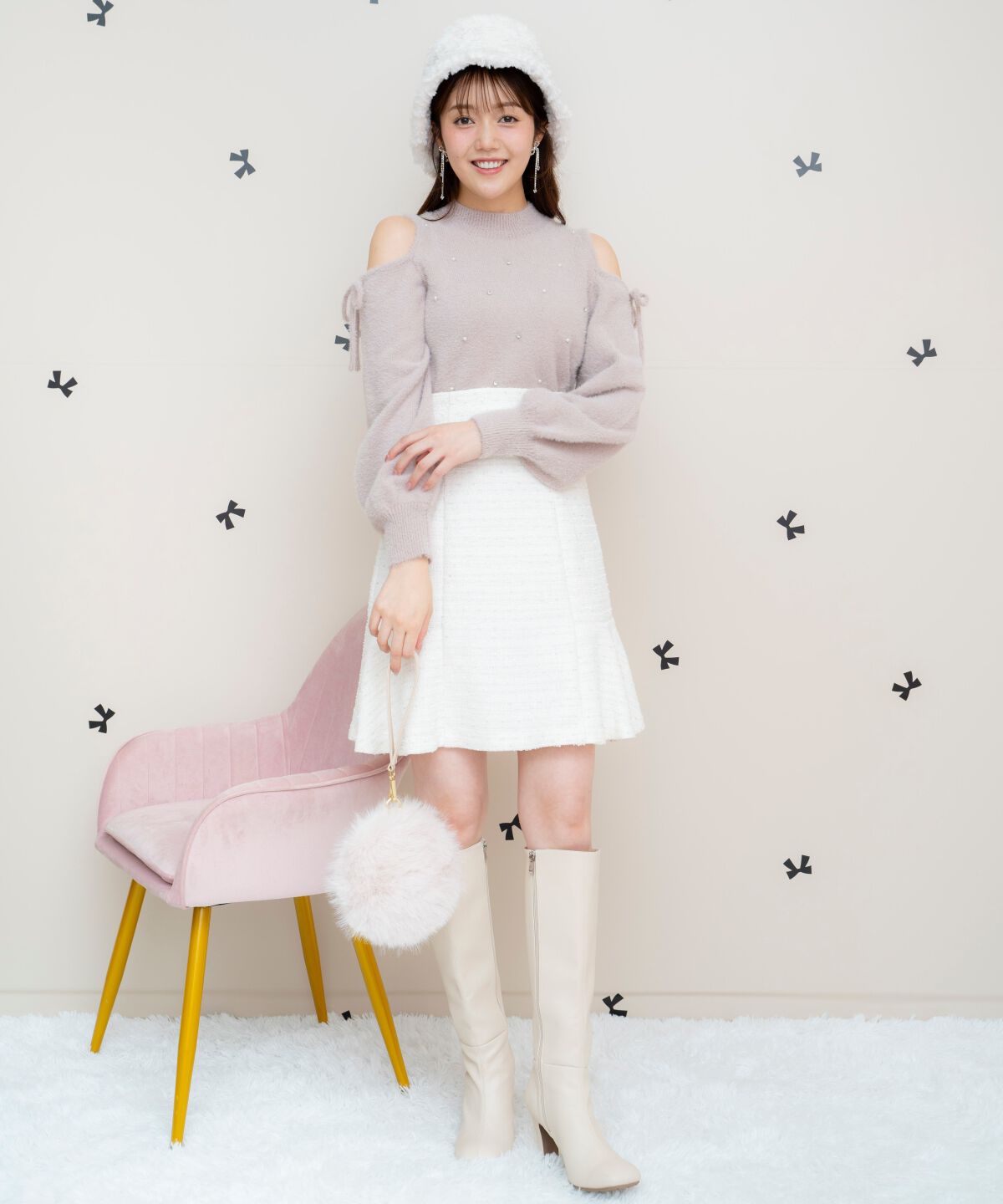 WILLSELECTION「オープンショルダーフェザーニット」|ニット・セーター|