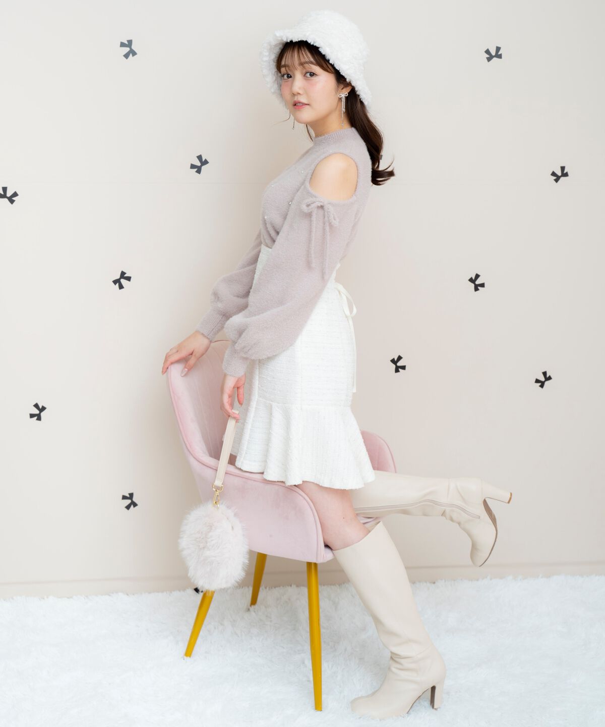 WILLSELECTION「オープンショルダーフェザーニット」|ニット・セーター|