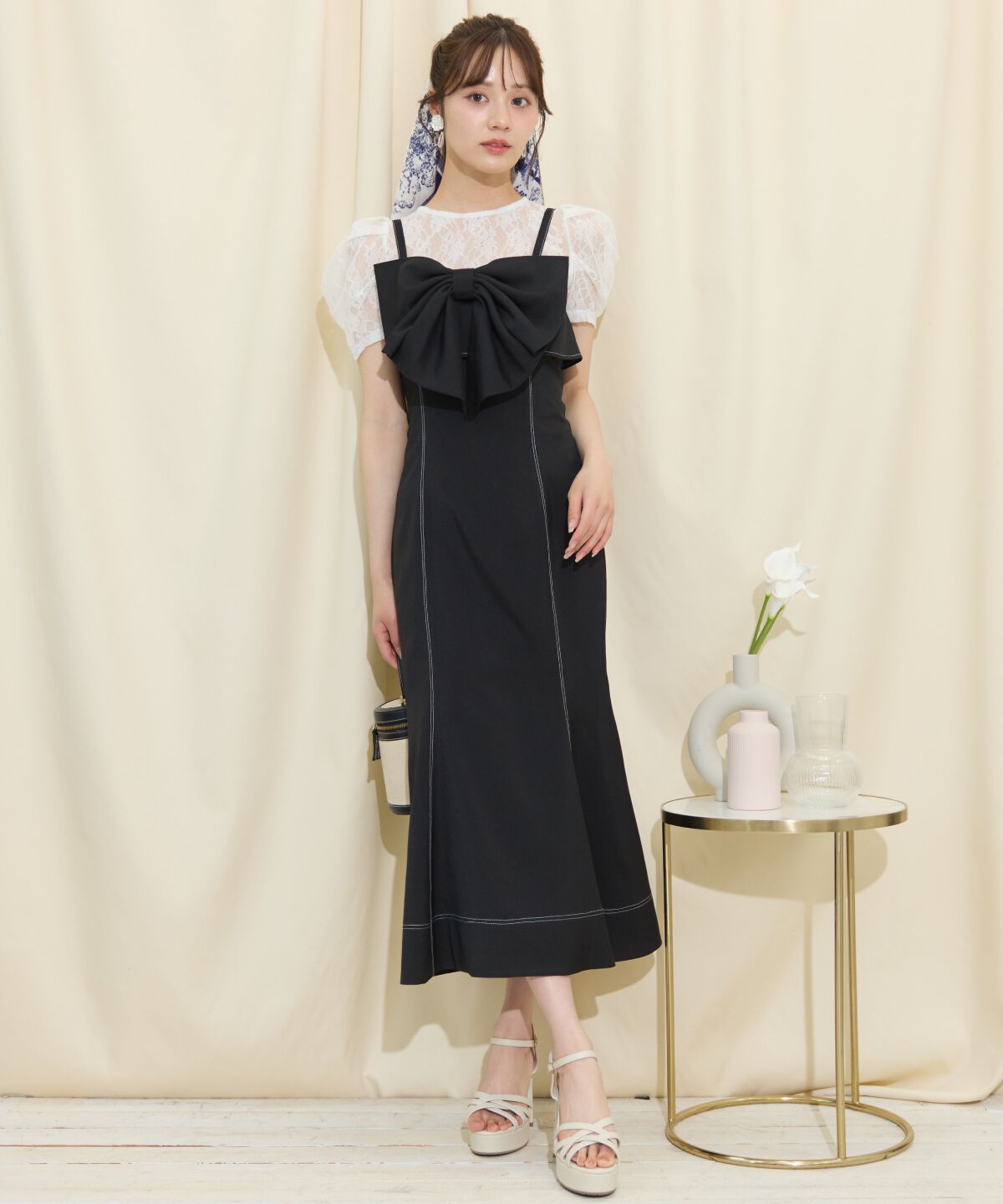 WILLSELECTION「ドレープリボンマーメイドジャンスカ」|ワンピース|ブラック