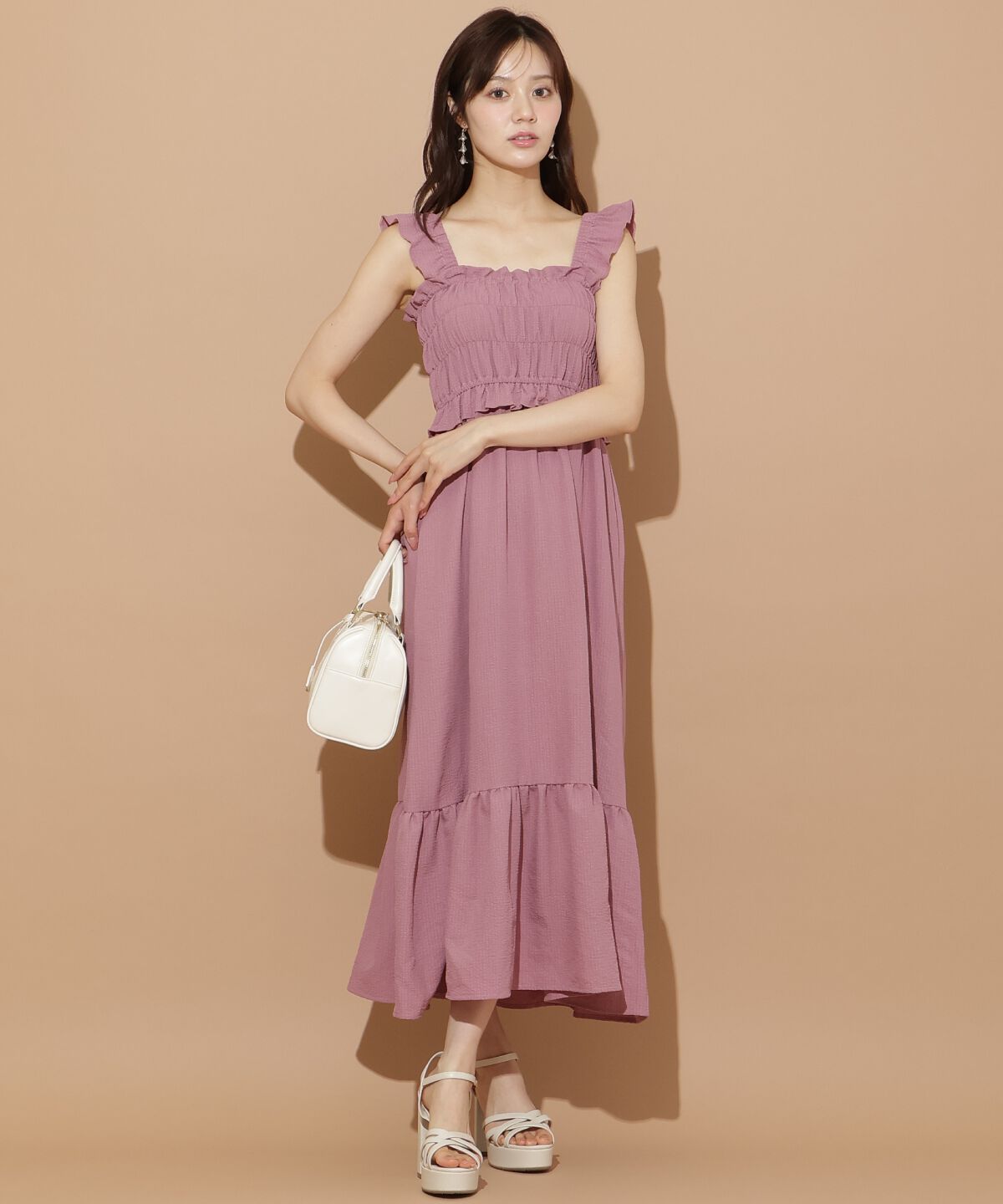 WILLSELECTION「肩フリルシャーリングワンピース」|ワンピース|