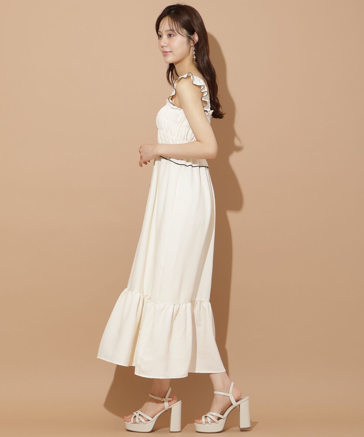 WILLSELECTION「肩フリルシャーリングワンピース」|ワンピース|