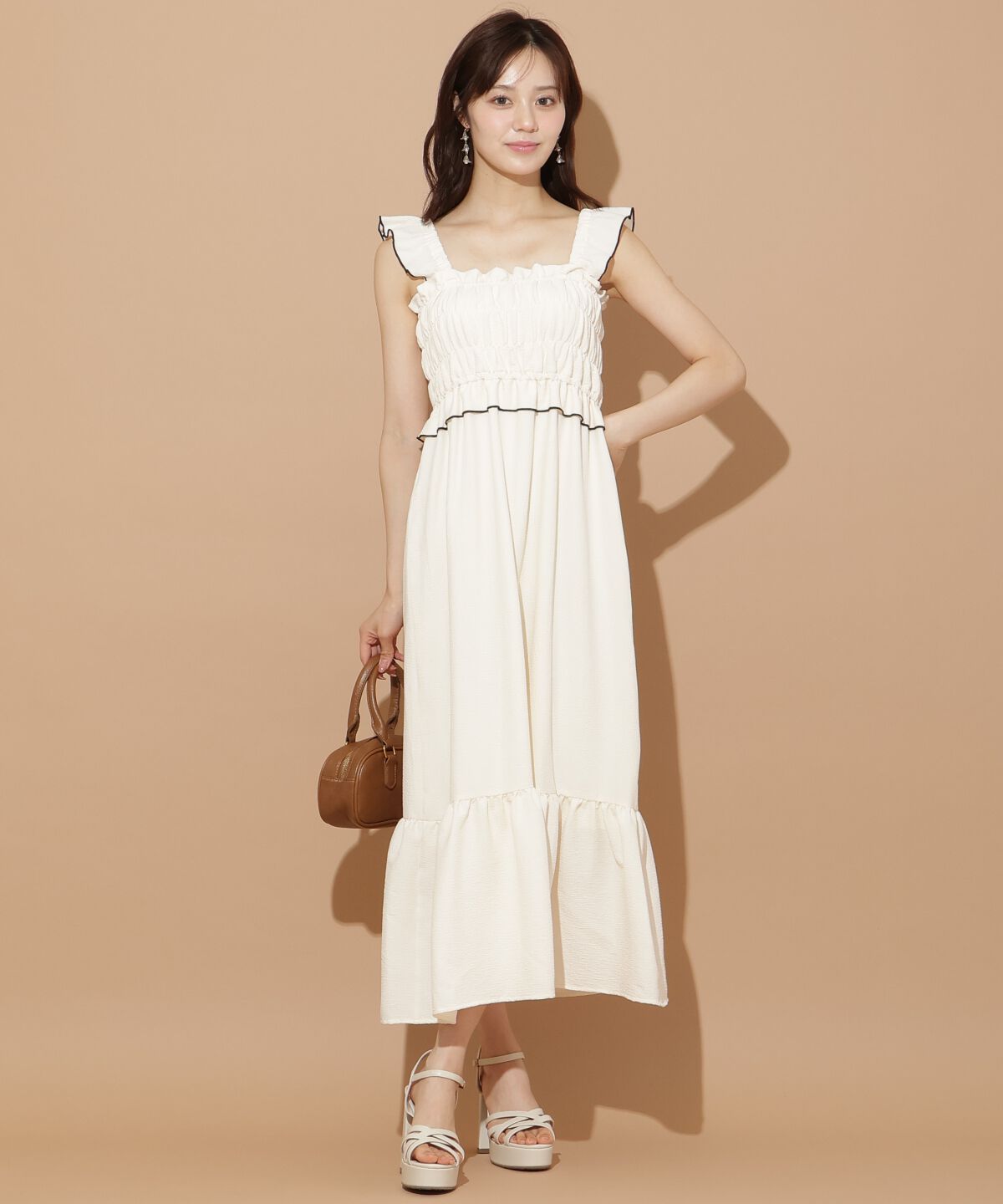 WILLSELECTION「肩フリルシャーリングワンピース」|ワンピース|