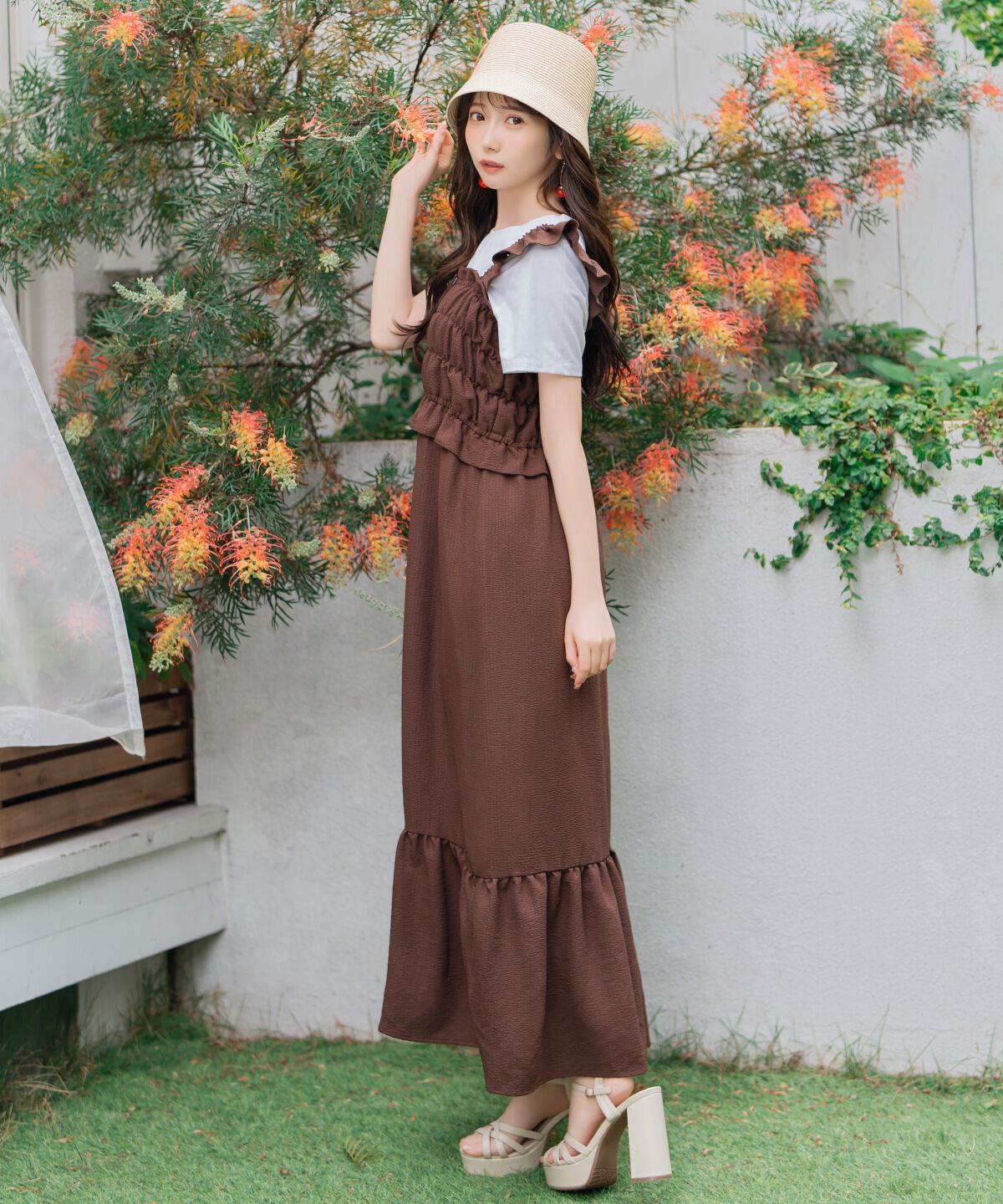 WILLSELECTION「肩フリルシャーリングワンピース」|ワンピース|