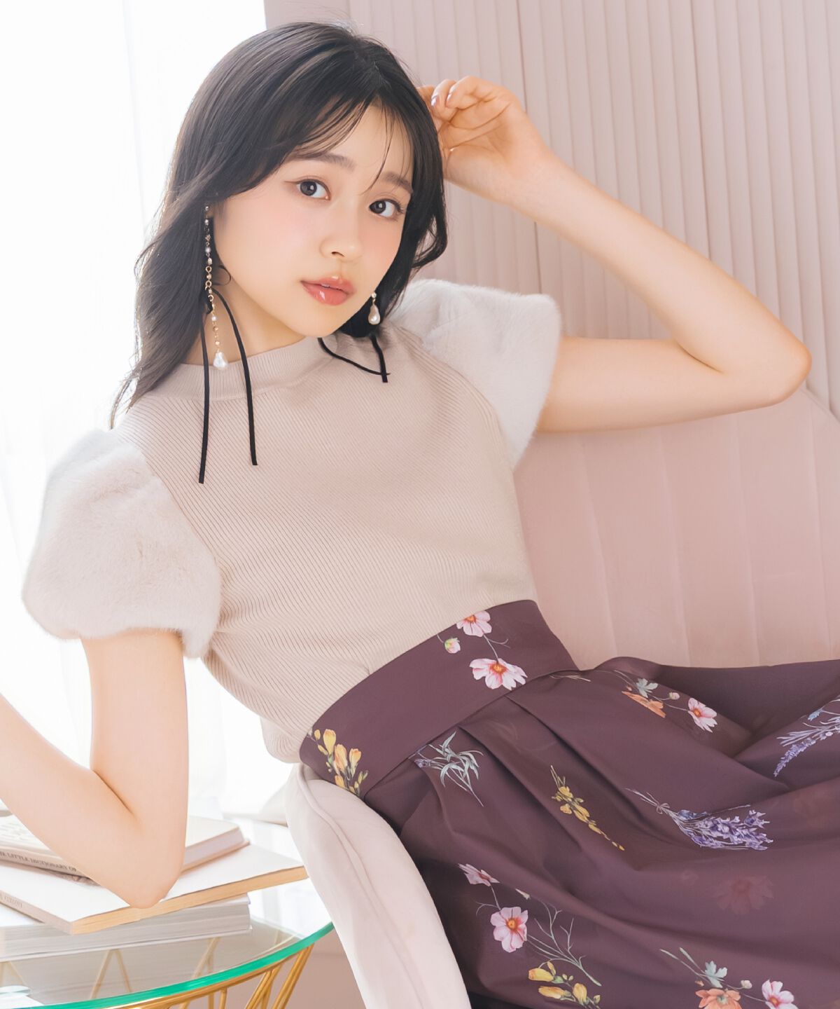 WILLSELECTION「ファースリーブニットプルオーバー」|ニット・セーター|ベージュ