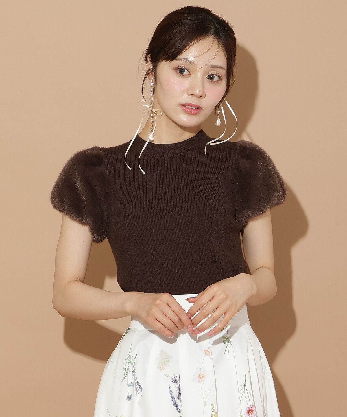 WILLSELECTION「ファースリーブニットプルオーバー」|ニット・セーター|ﾀﾞｰｸﾌﾞﾗｳﾝ