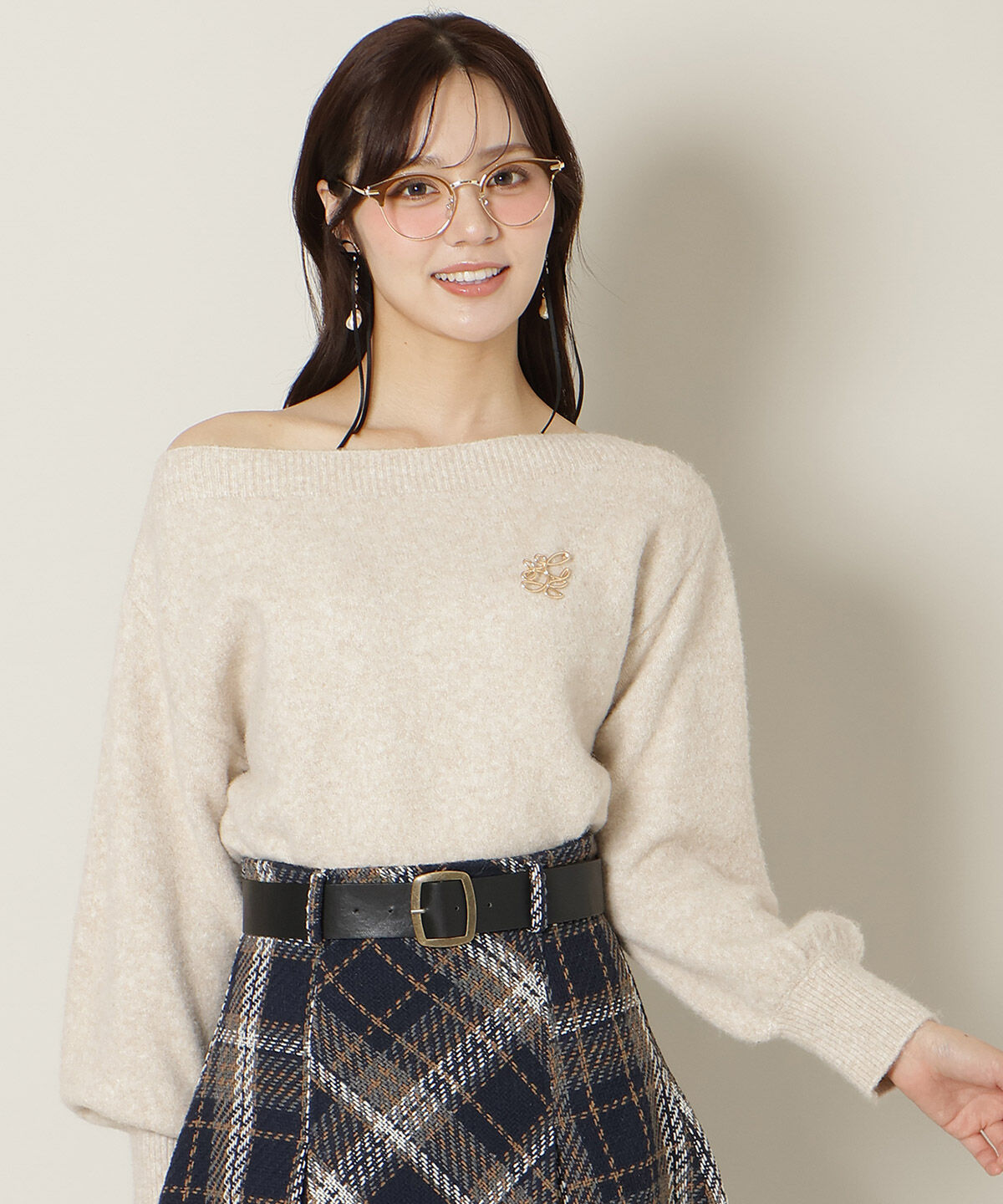 WILLSELECTION「ブローチ付きオフショルニット」|ニット・セーター|