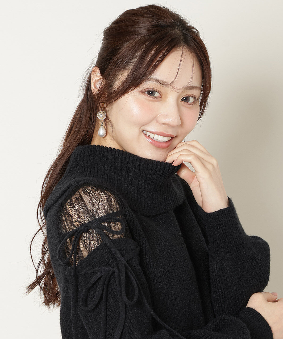 WILLSELECTION「レースショルダーオフタートルニット」|ニット・セーター|