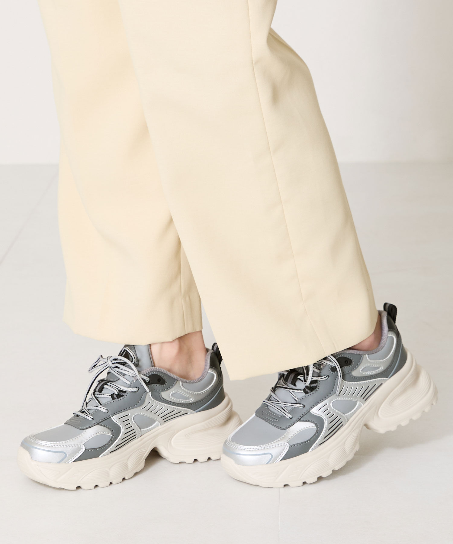 ORiental TRaffic「●2025春夏新作●配色パーツダッドスニーカー/OT3754」|スニーカー|SILVER