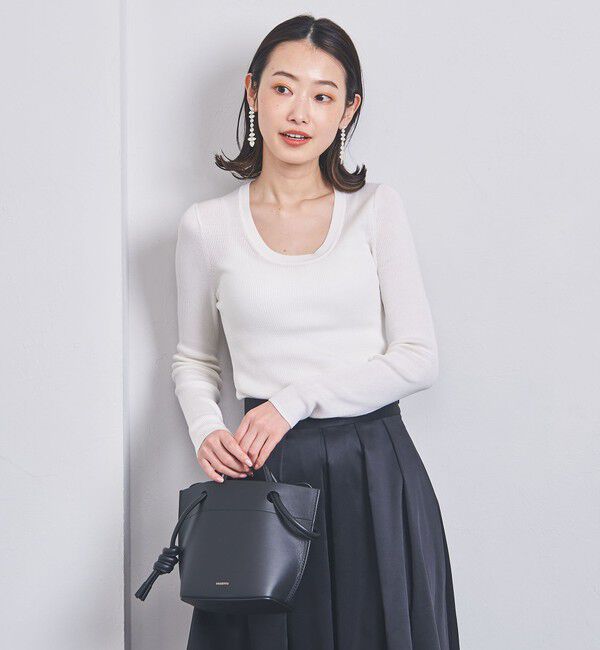 UNITED ARROWS「シルクリブ Uネック ニット」|ニット・セーター|