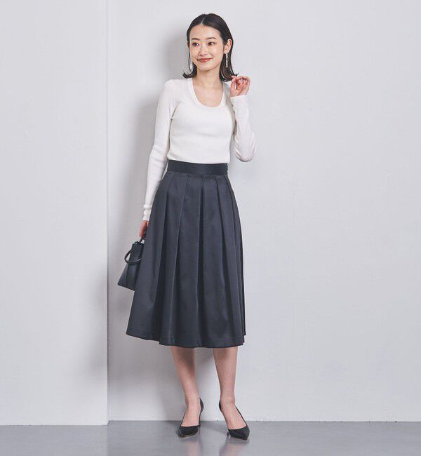 UNITED ARROWS「シルクリブ Uネック ニット」|ニット・セーター|