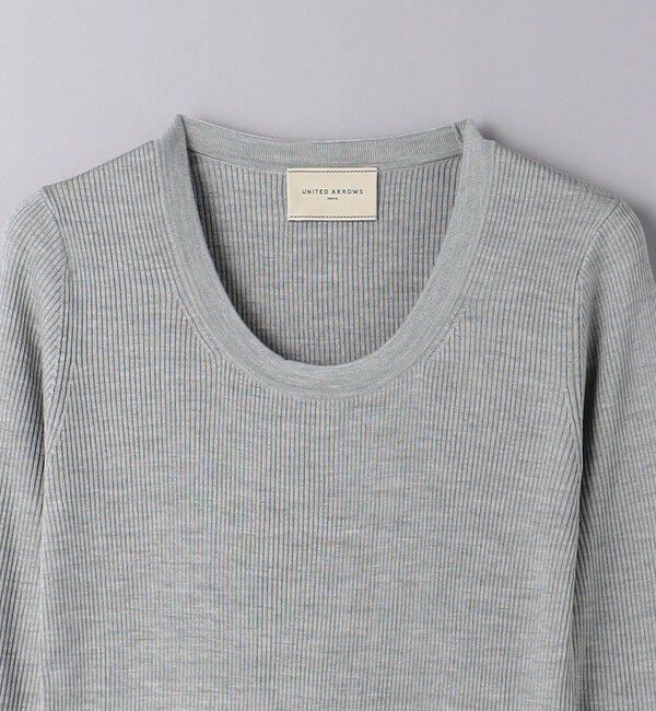 UNITED ARROWS「シルクリブ Uネック ニット」|ニット・セーター|