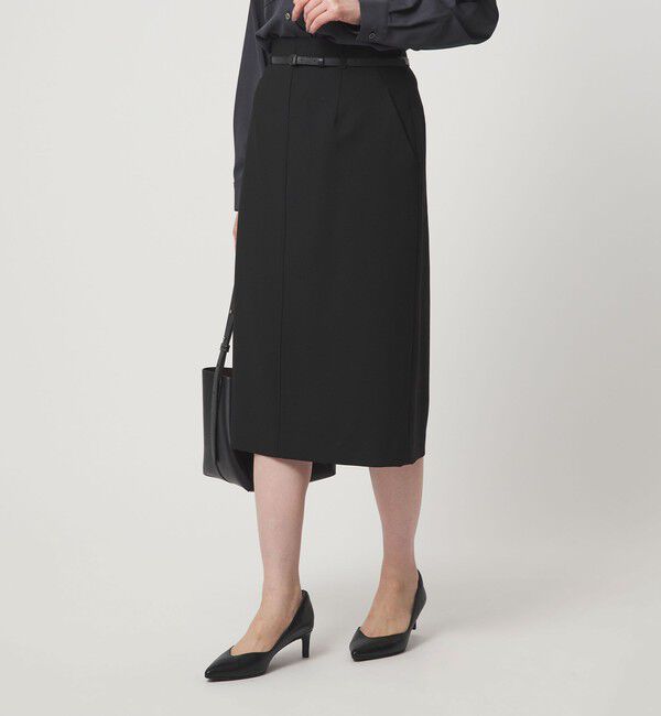 UNITED ARROWS green label relaxing「ダブルクロス タイト スカート ウォッシャブル ストレッチ」|タイト|BLACK