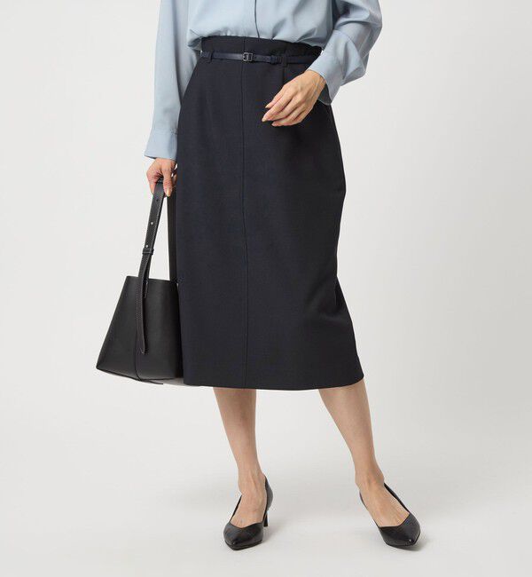 UNITED ARROWS green label relaxing「ダブルクロス タイト スカート ウォッシャブル ストレッチ」|タイト|NAVY