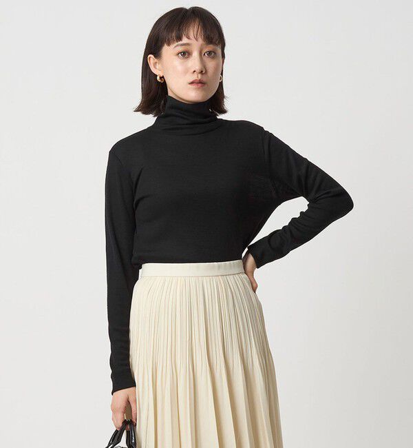 UNITED ARROWS green label relaxing「ウール フライス タートルネック カットソー ウォッシャブル」|Tシャツ・カットソー|BLACK