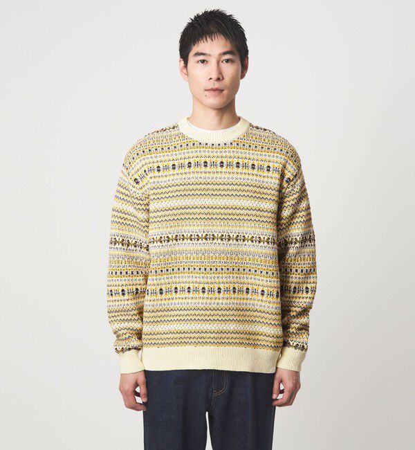 UNITED ARROWS green label relaxing「コットン フェアアイル シングルジャガード クルーネック ニット」|ニット・セーター|