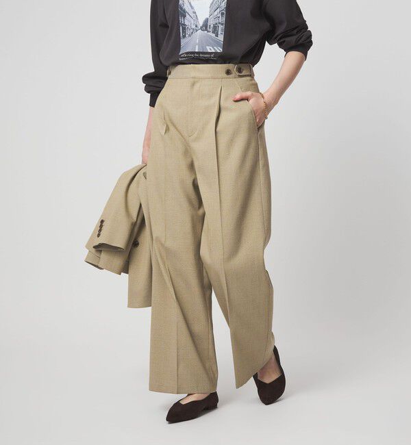 UNITED ARROWS green label relaxing「ラミーブレンド ワイド パンツ」|チノ|