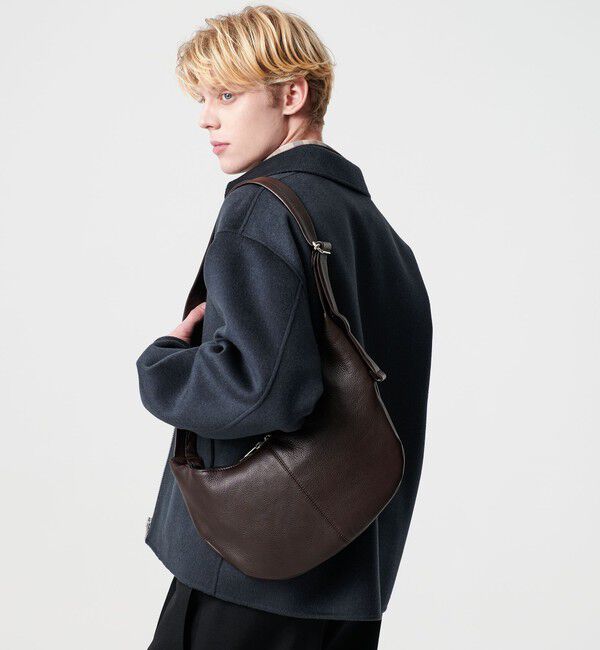 BEAUTY&YOUTH UNITED ARROWS「レザー ムーン ショルダー バッグ」|ショルダー・メッセンジャー|DK.BROWN