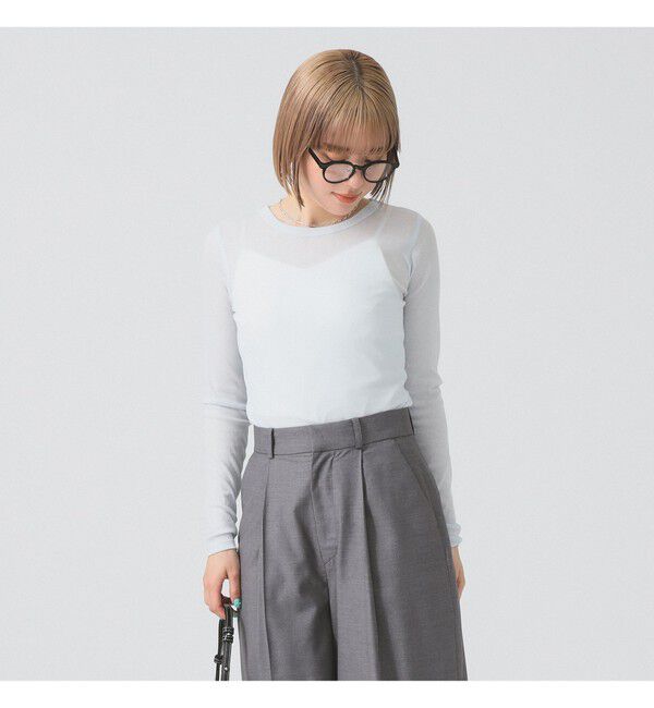 Ray BEAMS 「テレコ リブ クルーネック トップス」|Tシャツ・カットソー|
