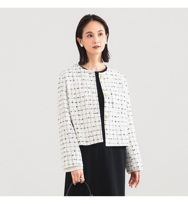 Demi-Luxe BEAMS 「ツイード ノーカラー ジャケット＊」|ダッフルコート|