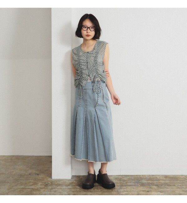 Ray BEAMS 「デニム タック ミディアム スカート」|スカート|