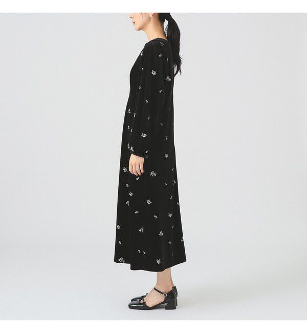 Ray BEAMS 「ベロア 刺繍 ワンピース」|ワンピース|