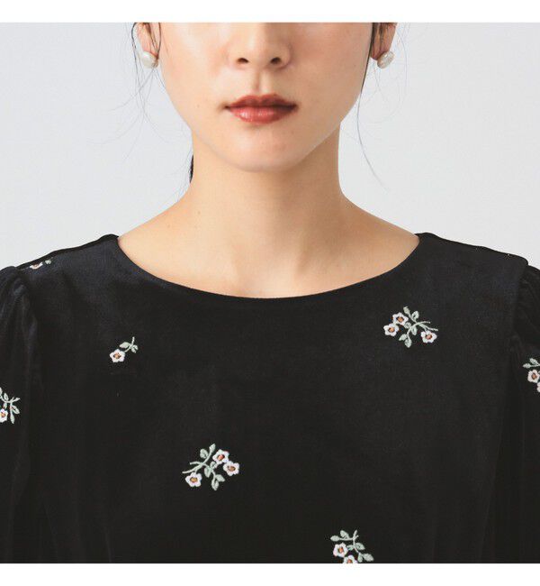 Ray BEAMS 「ベロア 刺繍 ワンピース」|ワンピース|