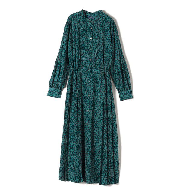 SHIPS for women「【WEB限定】〈手洗い可能〉ドット / 花柄 バンドカラー サイド プリーツ ワンピース」|ワンピース|