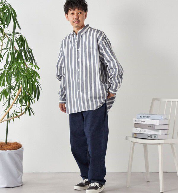 SHIPS any「SHIPS any: オーバーサイズ レギュラーカラー チェック／ストライプ 長袖 シャツ◇」|シャツ・ブラウス|