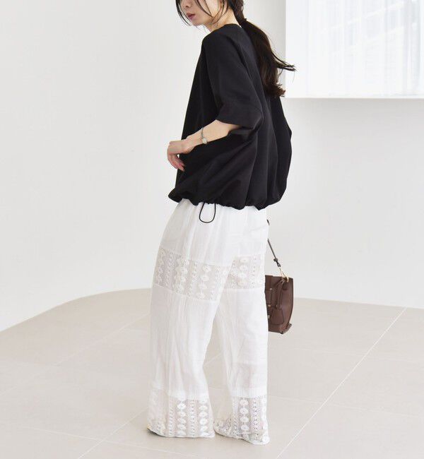 quaranciel「quaranciel:〈洗濯機可能〉ライト ポンチ ハーフスリーブ ドロスト ルーズ TEE」|Tシャツ・カットソー|