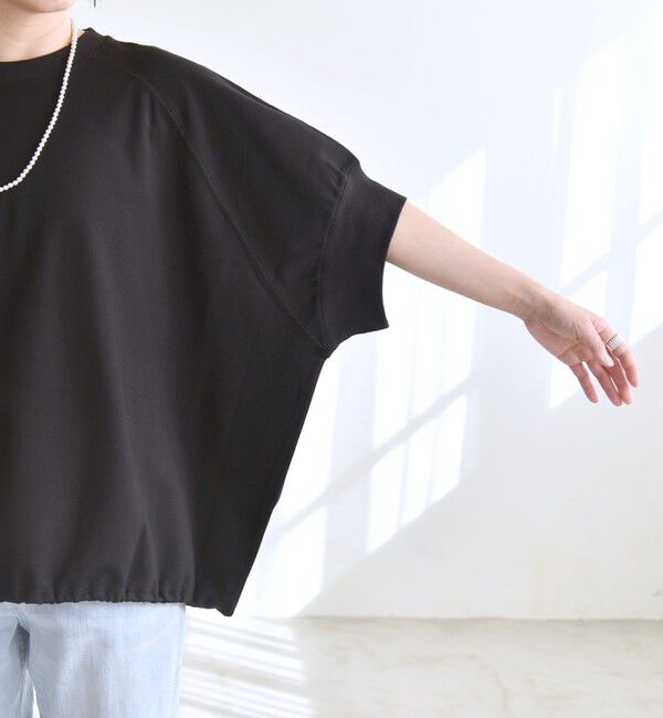 quaranciel「quaranciel:〈洗濯機可能〉ライト ポンチ ハーフスリーブ ドロスト ルーズ TEE」|Tシャツ・カットソー|