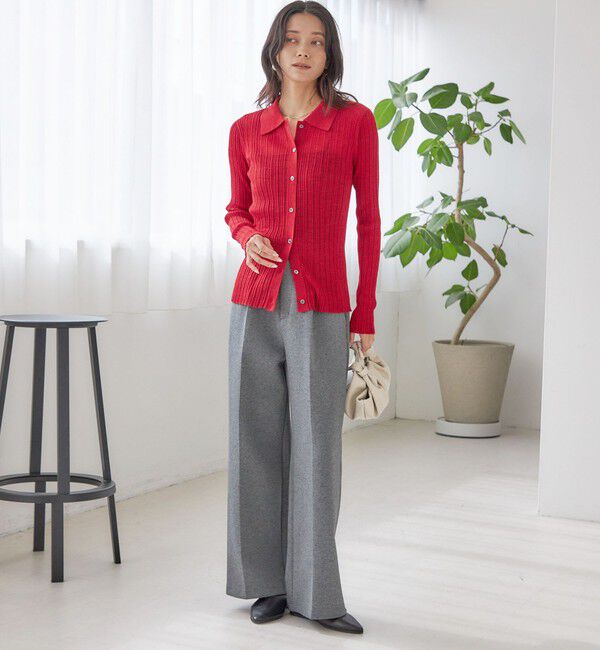 SHIPS for women「〈手洗い可能〉ランダム リブ ポロ ニット カーディガン」|カーディガン|