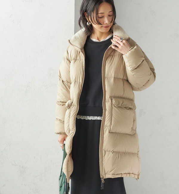 SHIPS for women「【SHIPS別注】TAION:〈手洗い可能〉ネック ボア ダウン コート」|ダウン|ベージュ