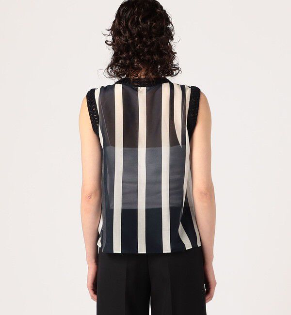 DES PRES「コットンシルクローンストライプ スリーブレスジレ」|シャツ・ブラウス|