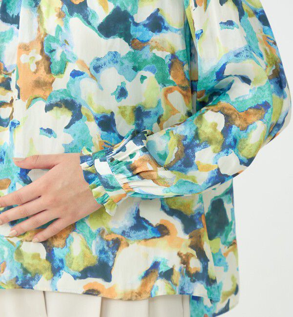 Ballsey「ミスティーフラワープリント バックリボンブラウス」|シャツ・ブラウス|