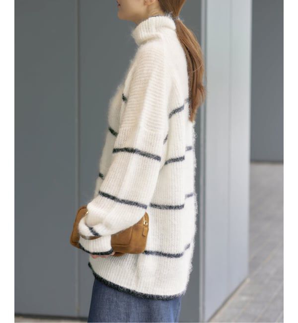 IENA「モヘヤミックスボーダーハイネックプルオーバー」|ニット・セーター|