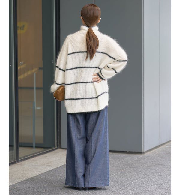 IENA「モヘヤミックスボーダーハイネックプルオーバー」|ニット・セーター|
