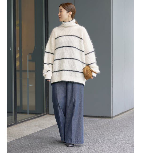 IENA「モヘヤミックスボーダーハイネックプルオーバー」|ニット・セーター|