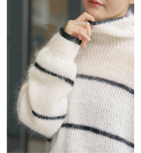 IENA「モヘヤミックスボーダーハイネックプルオーバー」|ニット・セーター|
