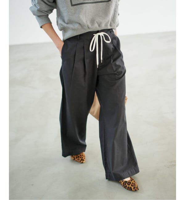 Spick and Span「《追加》コットンレーヨンドロストフレアパンツ」|その他|ブラック