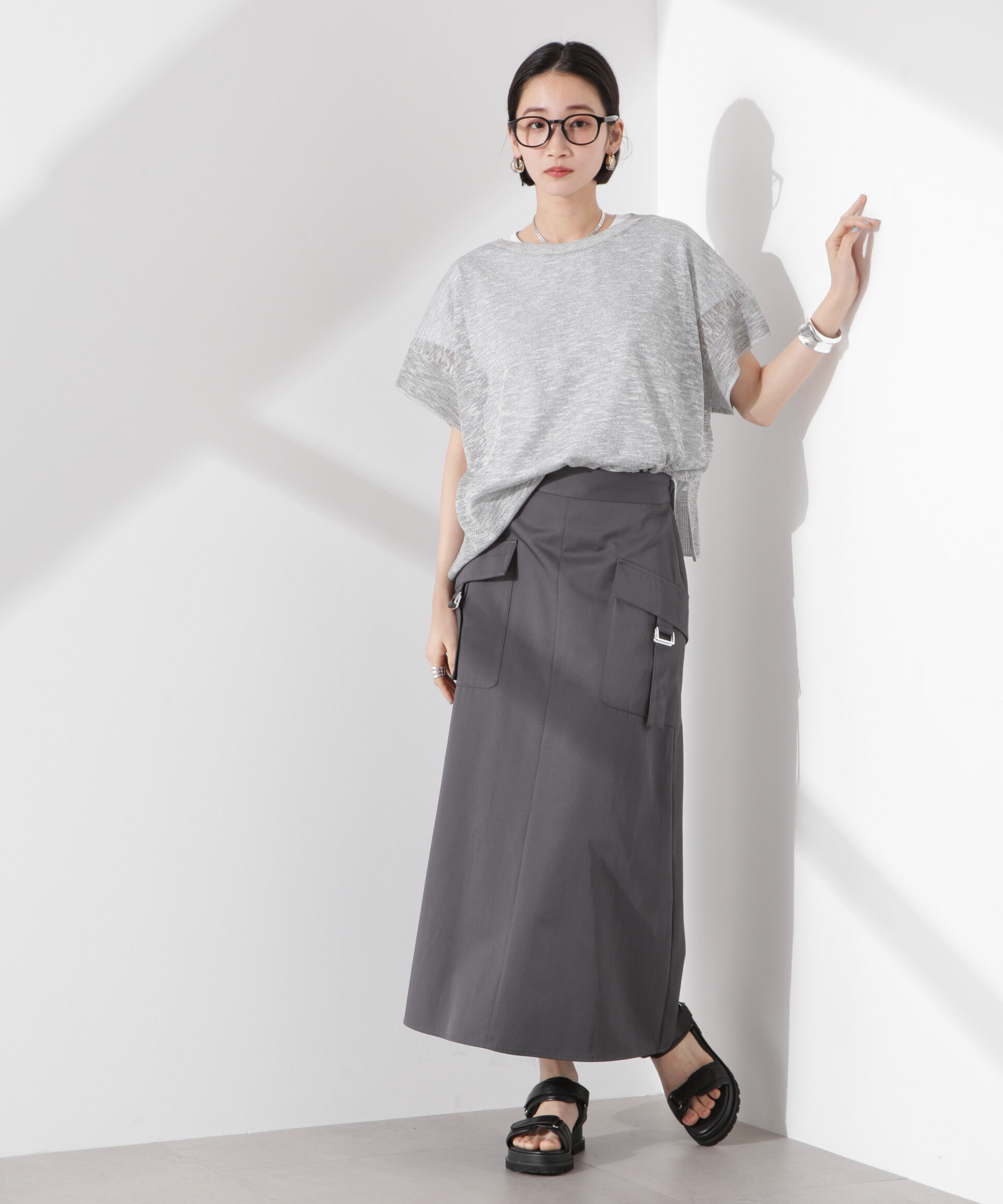 nano･universe「ラメスラブシアーワイドニットトップス」|ニット・セーター|