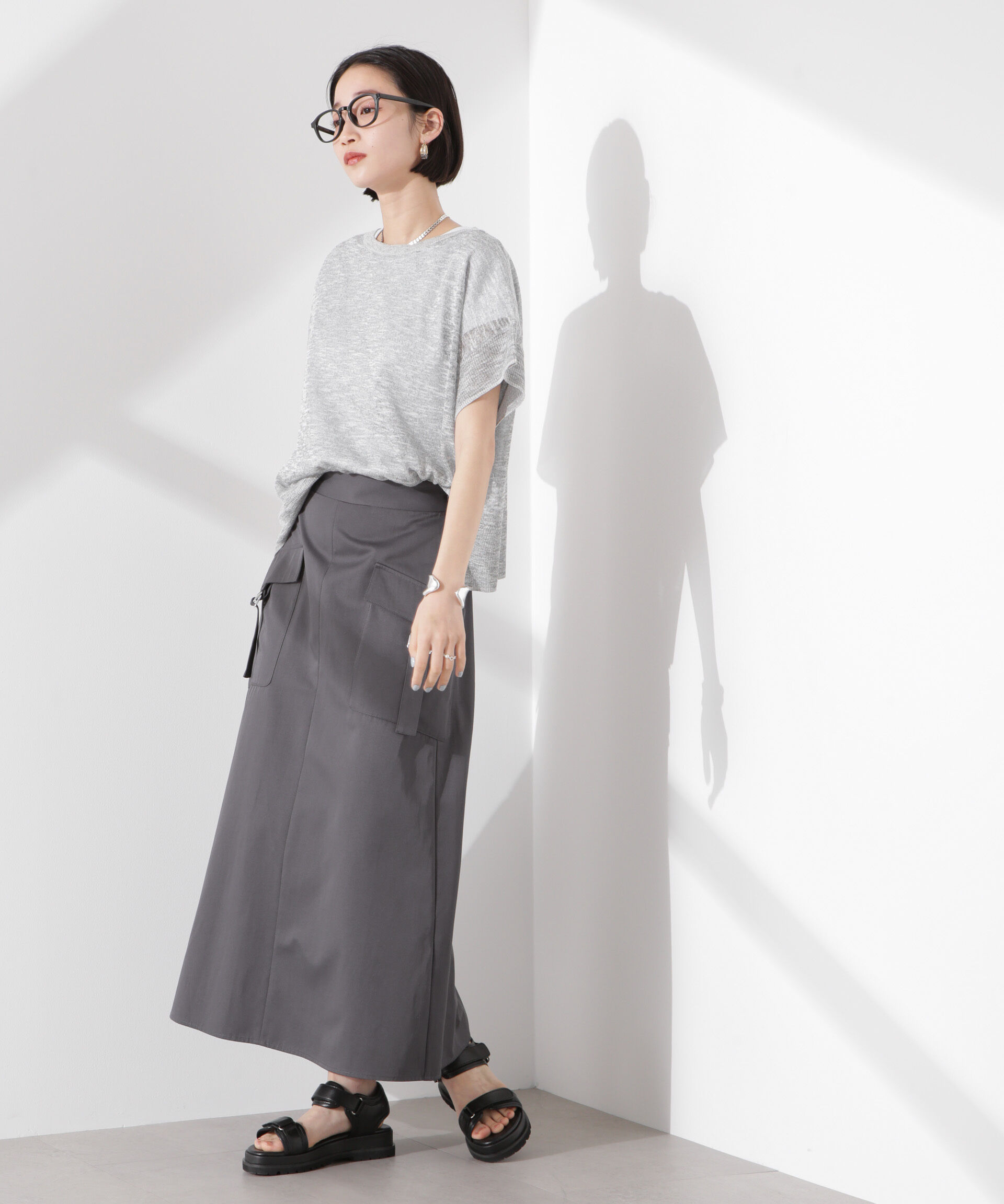 nano･universe「ラメスラブシアーワイドニットトップス」|ニット・セーター|