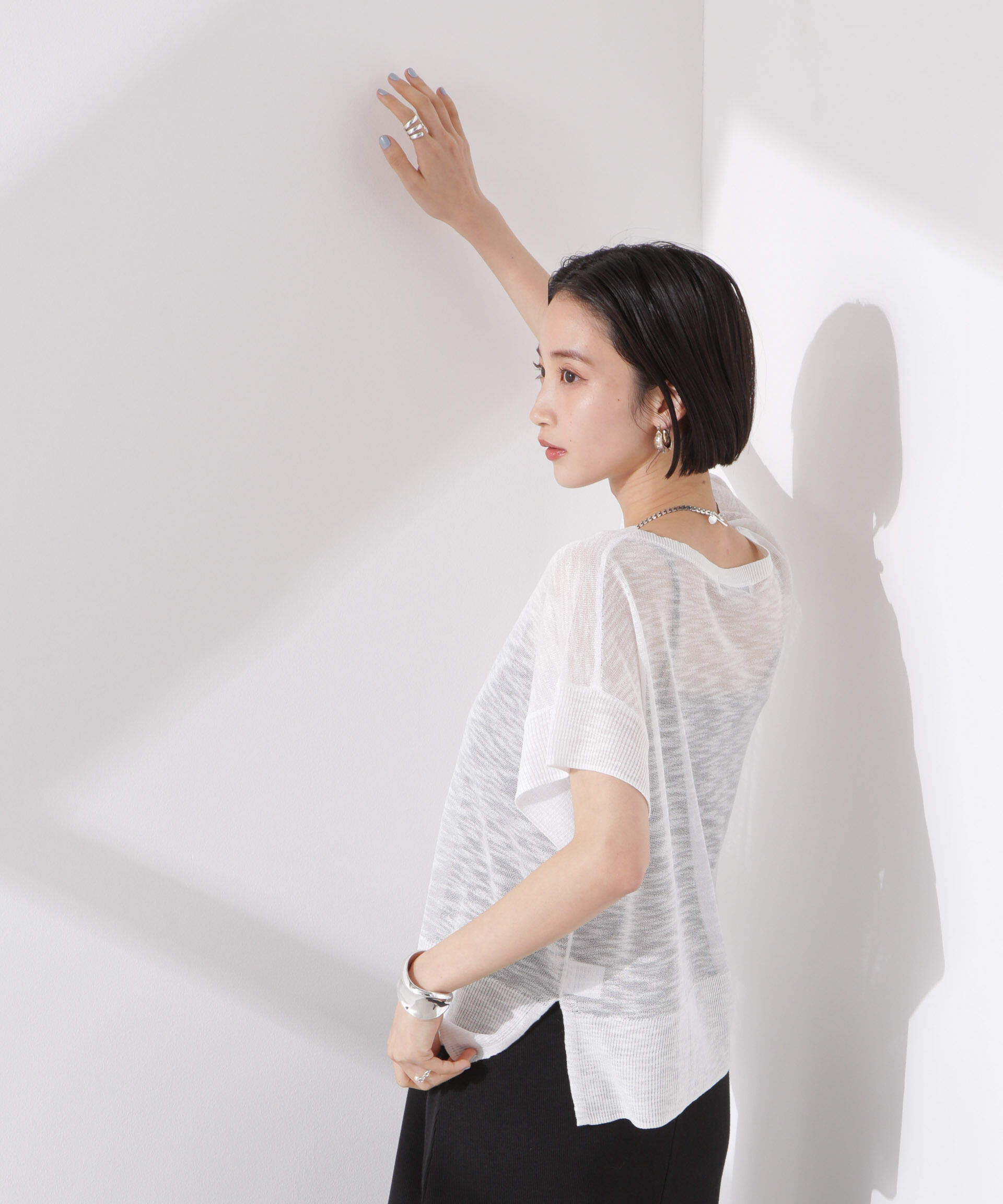 nano･universe「ラメスラブシアーワイドニットトップス」|ニット・セーター|