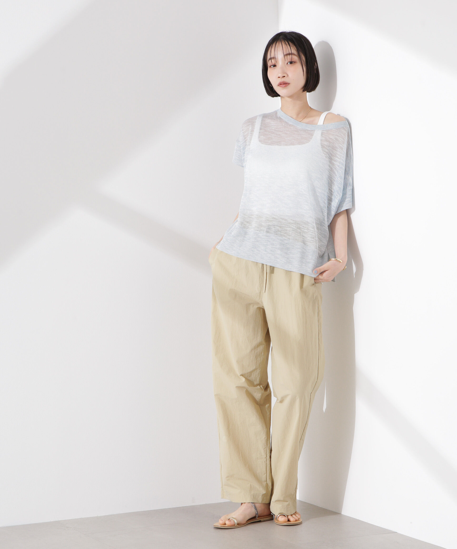 nano･universe「ラメスラブシアーワイドニットトップス」|ニット・セーター|