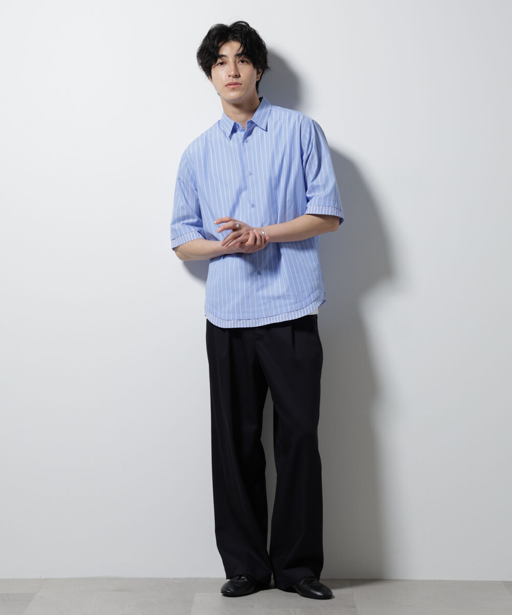 nano･universe「クレイジーストライプシャツ 半袖 １」|シャツ・ブラウス|