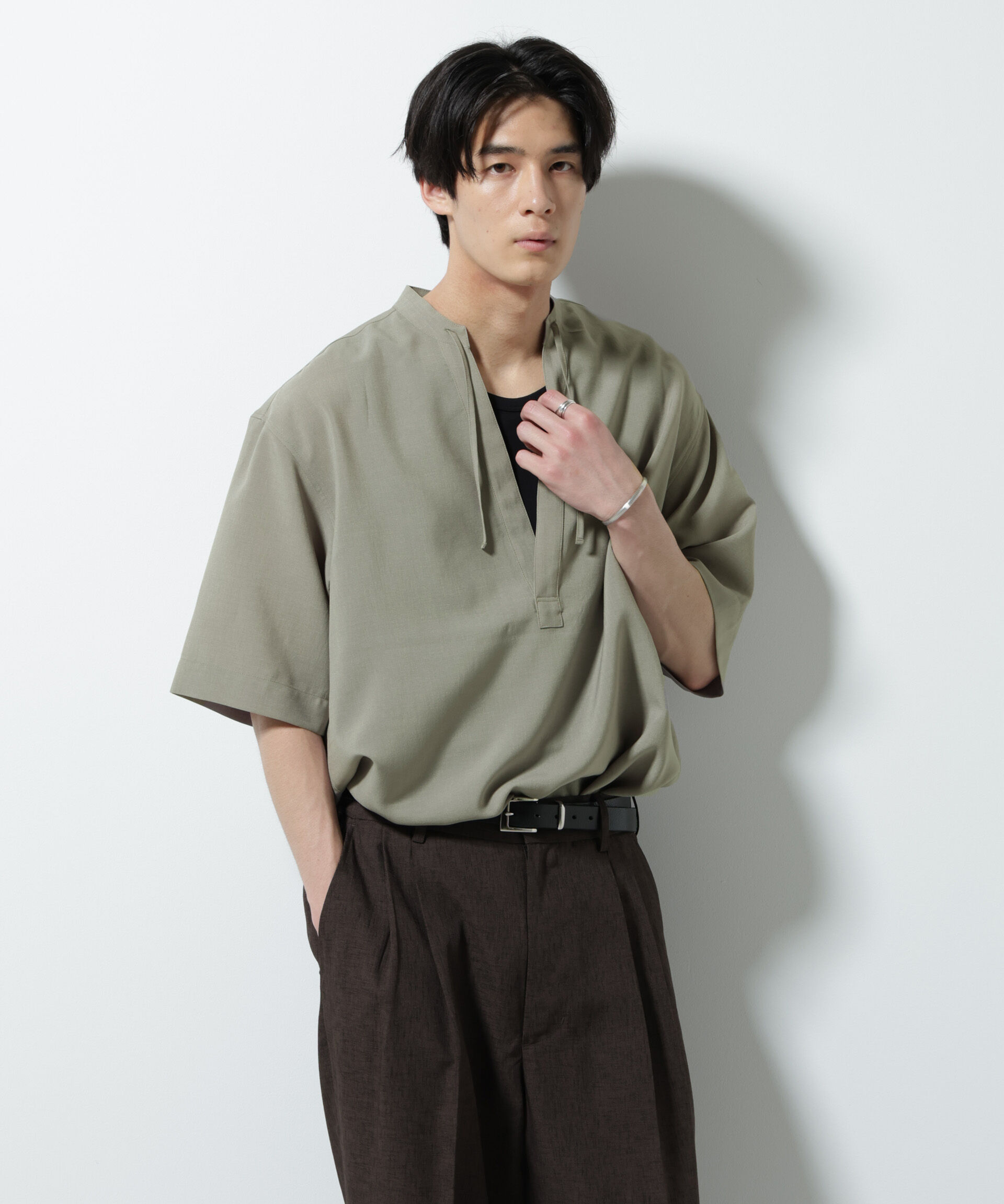 nano･universe「メランジドライプルオーバーシャツ（セットアップ可）」|シャツ・ブラウス|モカベージュ7