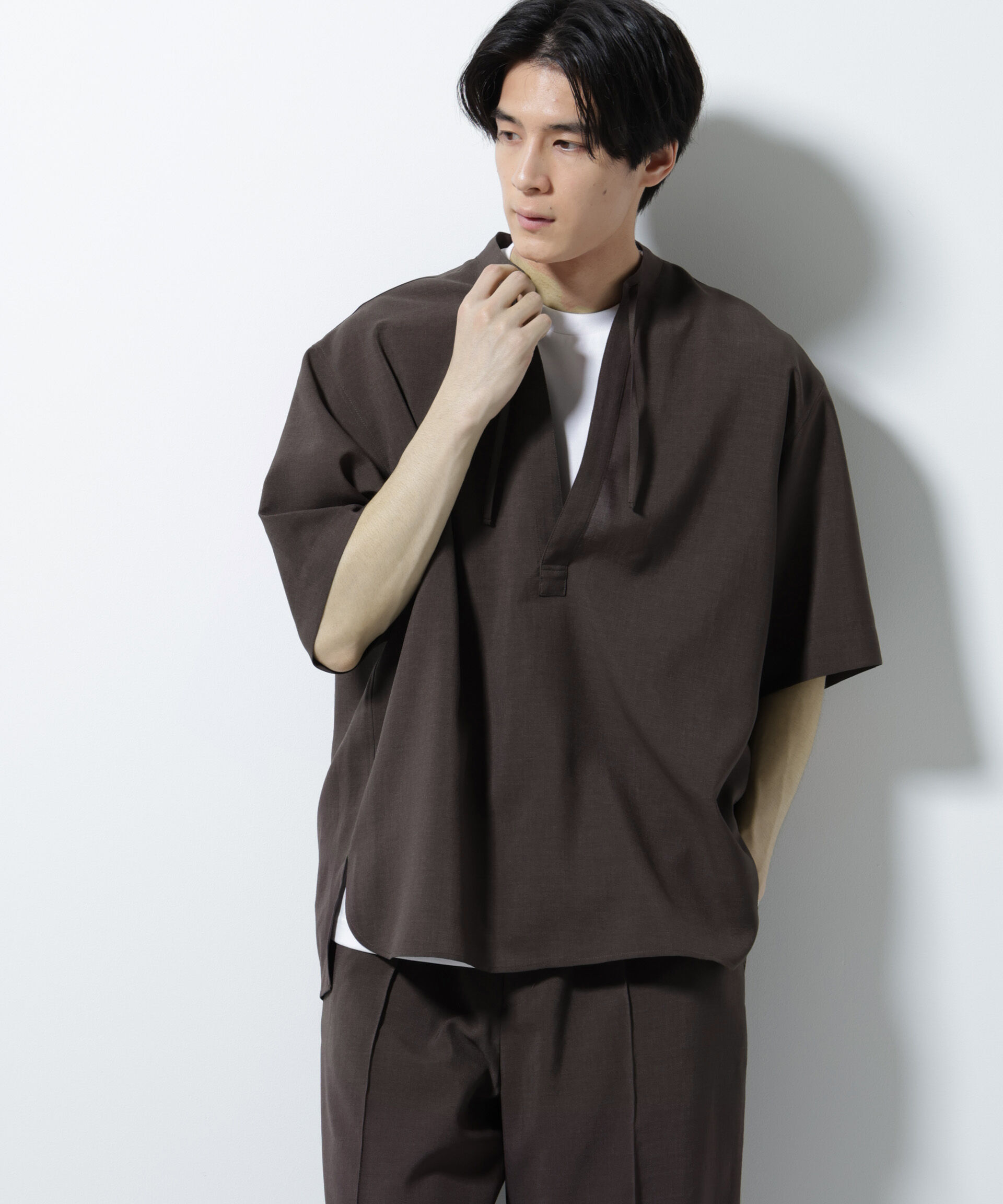 nano･universe「メランジドライプルオーバーシャツ（セットアップ可）」|シャツ・ブラウス|